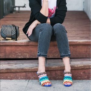 SOLD!!Cole Haan 7 sandals leopard calf hair suede